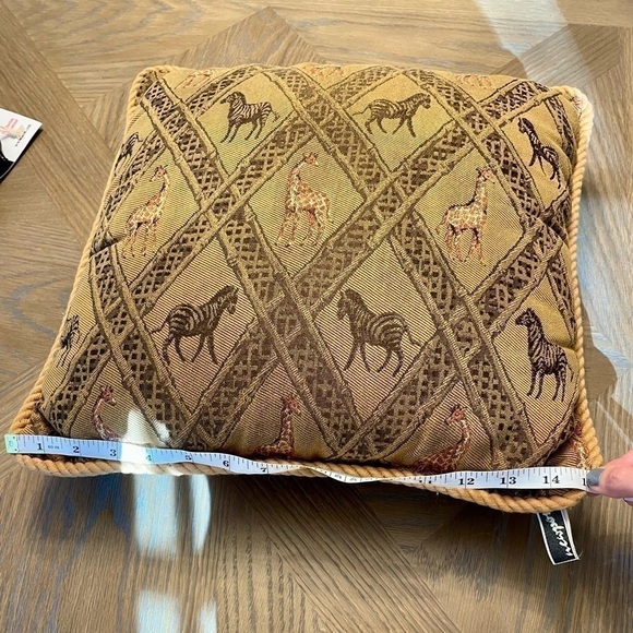Newport Zebra and Giraffe Square Decorative Pillow Brown and Gold - Picture 9 of 9
